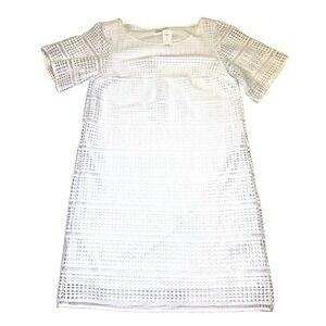 NWT Gap Womens White‎ Eyelet Lace Shift Dress Short Sleeve Mini Lined Size S